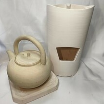 煎茶道具 涼炉(平安春峰)+ボーフラ急須 未使用美品 茶会用 旧家蔵出 陶芸品_画像4
