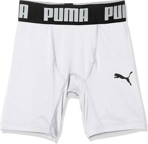 【KCM】Z-puma-509-140★展示品★【PUMA/プーマ】ジュニア　ショートタイツ インナースパッツ　サッカー　656334-04　ホワイト　140