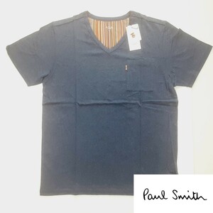  new goods Paul Smith Paul Smith short sleeves T-shirt LL multi stripe lounge wear blue 