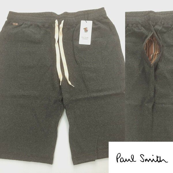 新品 ポールスミス Paul Smith ショートパンツ L マルチストライプ パイル地 ブラック ラウンジウェア LOUNGE WEAR