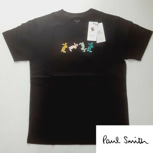 新品 ポールスミス Paul Smith 半袖Tシャツ M 前転 でんぐり返しラビット ウサギ Uネック ブラック ラウンジウェア ホームウェア タグ付き