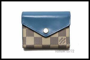 近年モデル希少美中古■LOUIS VUITTON ダミエアズール ポルトフォイユゾエ レザー 3つ折り財布 ルイヴィトン■0622hp20260