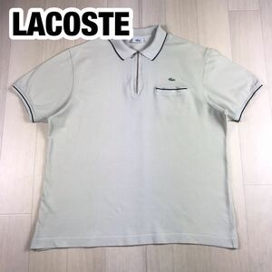 LACOSTE ラコステ 半袖ポロシャツ 6 グリーン系ライトグレー ティプライン ジップ ポケット ビッグサイズ ワニ