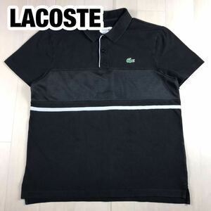 LACOSTE ラコステ 半袖ポロシャツ FR5US L ブラック 切り返し メッシュ ワニ