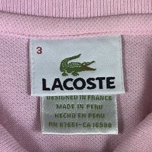 LACOSTE ラコステ 半袖ポロシャツ 3 ピンク ワニの画像7