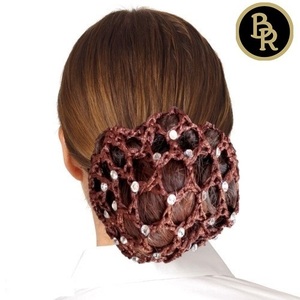 BR Swarovski crystal attaching hair net Brown horse riding contest . horsemanship 