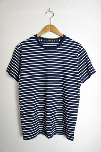 美品正規 POLO RALPHLAUREN ポロ ラルフローレン Border Tee ボーダー Tシャツ 半袖 カットソー 紺白 L 本物 617N