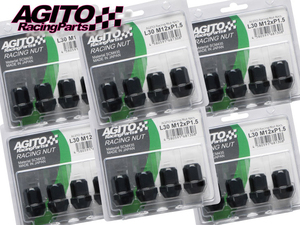 【24本】AGITO レーシングナット L30 17HEX M12xP1.5 クロモリ製 全長30mm 60°テーパー座 貫通ショートタイプ/トヨタ ランクルプラド