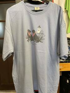 ★USA古着　犬モチーフ　ラブラドール　灯台　Tシャツ ライトブルー　lightblue 2XL 大きいサイズ