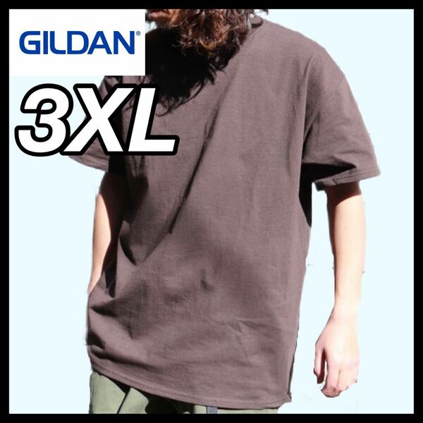 【新品未使用】ギルダン 6oz ウルトラコットン 無地 半袖Tシャツ ブラウン 3XL サイズ GILDAN クルーネック