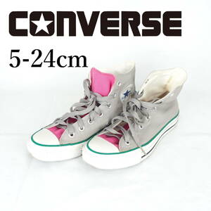 LK9243*CONVERSE*コンバース*レディースハイカットスニーカー*5-24cm*グレー×ピンク