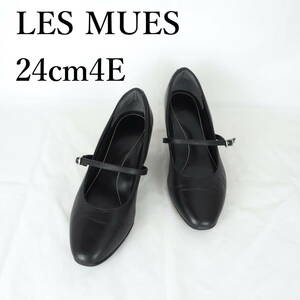 LK9785*LES MUES*レディースパンプス*24cm4E*黒*