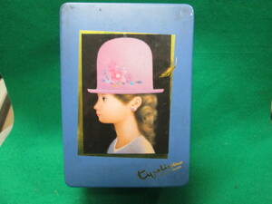 1980年代？　チボリーナ　空き缶 検索用：箱 ボックス パープル　帽子　女の子　昭和　レトロ 紫　お菓子　クッキー　チョコレート