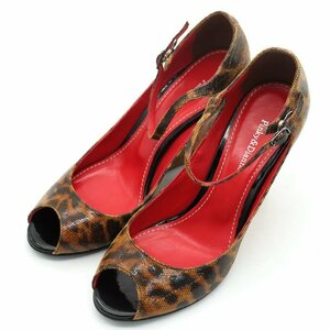  Pinky & Diane Wedge sole pumps Leopard open tu made in Japan shoes shoes lady's 35.5 size Brown Pinky&Dianne