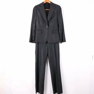  J&R setup top and bottom set suit stripe jacket pants made in Japan wool 100% lady's M size gray J&R