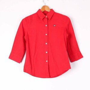  Polo jeans 7 minute sleeve shirt one Point Logo plain tops cotton stretch lady's XS size red POLO JEANS