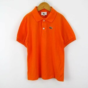 ラコステ 半袖ポロシャツ 無地 ワンポイントロゴ コットン100% トップス キッズ 男の子用 120サイズ オレンジ LACOSTE
