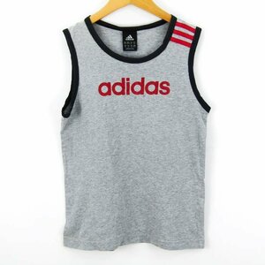 アディダス タンクトップ フロントロゴ コットン スポーツウェア トップス キッズ 男の子用 140サイズ グレー adidas