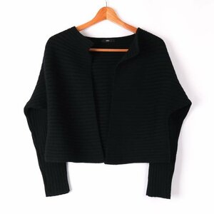  Ined knitted bolero cardigan wool 100% sweater plain black tops lady's 9 size black INED