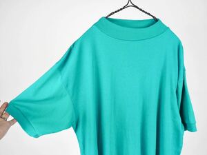 80s90s GITANO WOMEN オーバーサイズ Tシャツ F モックネック ターコイズ ブルー ティール USA vintage グリーン ビッグフィット