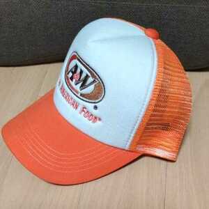 レア 人気 新品 未使用 A&W 沖縄 メッシュ ロゴ キャップ オレンジ メッシュキャップ 帽子 サイズフリー 