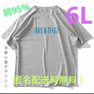 6L☆LGY水色ロゴプリントTシャツ大きいサイズメンズ