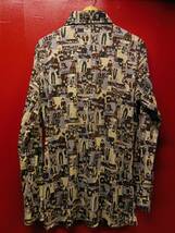 70S ビンテージ US古着 LEVI'S リーバイス ポリシャツ開拓時代のサルーン酒場プリント/Lサイズ_画像6