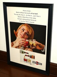 1964年 USA 60s 洋書雑誌広告 額装品 Martini & Rossi マルティーニ・エ・ロッシ (A4size) / 検索用 店舗 装飾 ガレージ ディスプレイ 看板