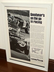 1964年 USA 洋書雑誌広告 額装品 Goodyear グッドイヤー (A4size) / 検索用 Shelby Cobra コブラ 店舗 装飾 ガレージ ディスプレイ 看板