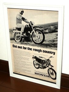 1969年 USA 洋書雑誌広告 額装品 Honda Motosport 90 ホンダ (A4size) / 検索用 SL90 CL90 CS90 S90 店舗 装飾 ガレージ ディスプレイ 看板