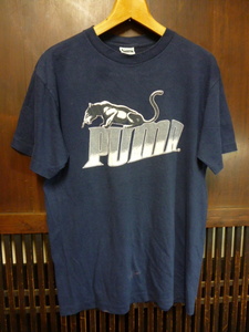 USA古着　80s PUMA Tシャツ XL 紺 ネイビー ROAD RACE プーマ 半袖 