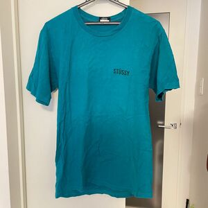 【希少カラー】STUSSY ステューシー Tシャツ　S ターコイズ　ブルー　古着　バックプリント　ライター