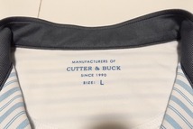 N5696:CUTTER＆BUCK（カッター＆バック）ゴルフ ハーフジップ速乾ポロシャツ/白×水色/L：35_画像5
