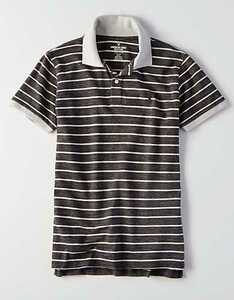 * AE アメリカンイーグル AE Striped Polo ポロシャツ S / Black *