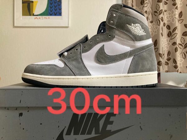 30cm NIKE AIR JORDAN 1 RETRO HIGH OG BLACK AND SMOKE GREY 