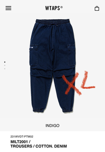 【新品正規】indigo XL / 23ss WTAPS MILT2001 TROUSERS COTTON DENIM / GIMMICK wtvua ダブルタップス ギミック デニム