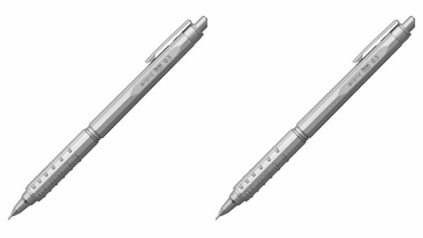 2本　セット　オレンズAT　orenzat　デュアルグリップ　自動芯出し　0.5mm　シャープペン　シャープペンシル　シルバー