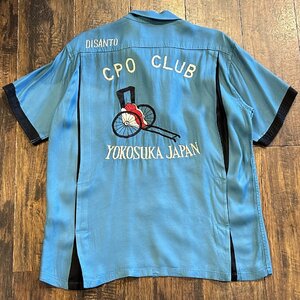テーラー東洋 刺繍 スカ ボウリングシャツ CPO CLUB TT39103 125)ブルー Mサイズ トップス ミリタリー