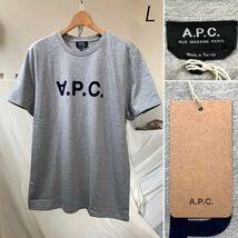 L 新品 A.P.C. アーペーセー V.P.C. ロゴ Tシャツ メンズ APC VPC フロッキーロゴ 杢グレー_画像1