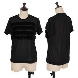 コムデギャルソンCOMME des GARCONS アクリルファー装飾シースルーTシャツ 黒XS 【レディース】