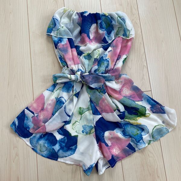 シフォン 花柄 オールインワン