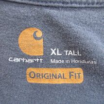 XL/古着 カーハート Carhartt 半袖 ブランド Tシャツ メンズ 胸ポケット付き 大きいサイズ ロング丈 コットン クルーネック グレー 22a_画像3