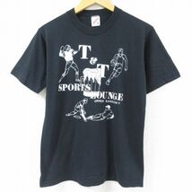 M/古着 半袖 ビンテージ Tシャツ メンズ 80s スポーツラウンジ クルーネック 黒 ブラック 22jul06 中古_画像1