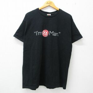 XL/古着 半袖 ビンテージ Tシャツ メンズ 00s Man 大きいサイズ コットン クルーネック 黒 ブラック 23jun16 中古