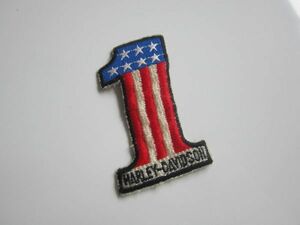 【中古】HARLEY DAVIDSON ナンバーワン 1 星条旗 アメリカ USA ワッペン/ バイク オートバイ 古着 ミリタリー 40