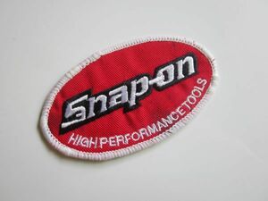 【中古】Snap on スナップオン 工具 ガソリン アメリカ メーカー 楕円 赤 ワッペン/自動車 カー用品 整備 作業着 カスタム 46