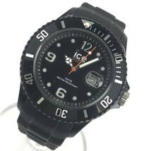ice watch アイスウォッチ SI.BK.B.S.09 メンズ 腕時計 クオーツ 黒文字盤 3針 デイト ラバーベルト 管理YK30218_画像1