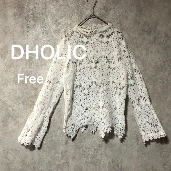 DHOLIC ケミカルレース　トップス　ブラウス　韓国　白