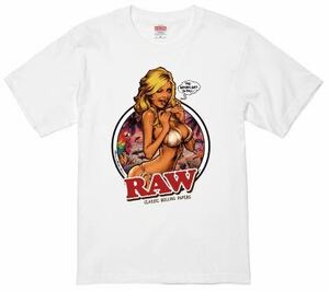 ◆送料無料◆新品　RAW 正規品　ガールTシャツ　ロッキンジェリービーン　手巻きタバコ　ホワイト　Mサイズ