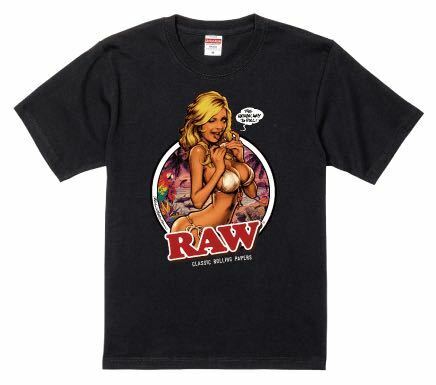 ◆送料無料◆新品　RAW 正規品　ガールTシャツ　ロッキンジェリービーン　手巻きタバコ　ブラック　Lサイズ